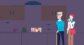 An animated scene of an elderly couple in a kitchen. Boxes of Altrini drinks are on the counter.